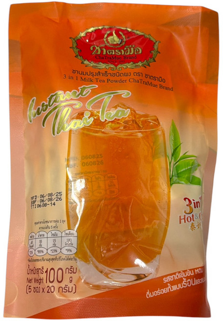 ChaTraMue Brand 泰式奶茶粉 3合1 即溶泰式奶茶, 20g, 5個裝, 1袋