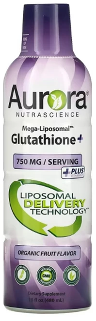 Aurora Nutrascience Mega-Liposomal Glutathione＋ 비타민C 첨가 유기농 과일 맛 750mg 480ml(16fl oz), 1개, 480ml - 쿠팡