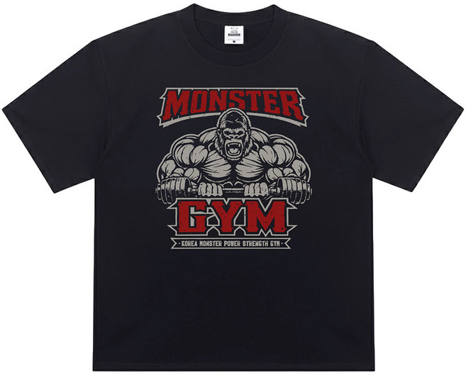 코리아몬스터 고릴라 머슬핏 오버핏 빅사이즈 헬스 반팔 티셔츠 운동복 짐웨어 KM23TSBK