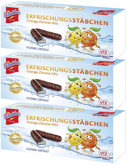 독일 드보이켈러 DeBeukelaer 코코아 오렌지 레몬 맛 초콜릿 스틱, 75g, 3박스