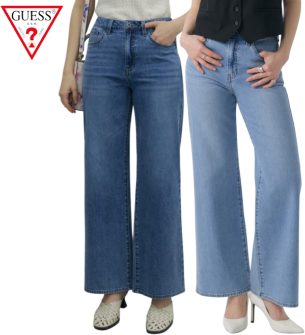 [매장발송] 게스 여성 청바지 여름 루즈핏 스트레이트 데님 팬츠