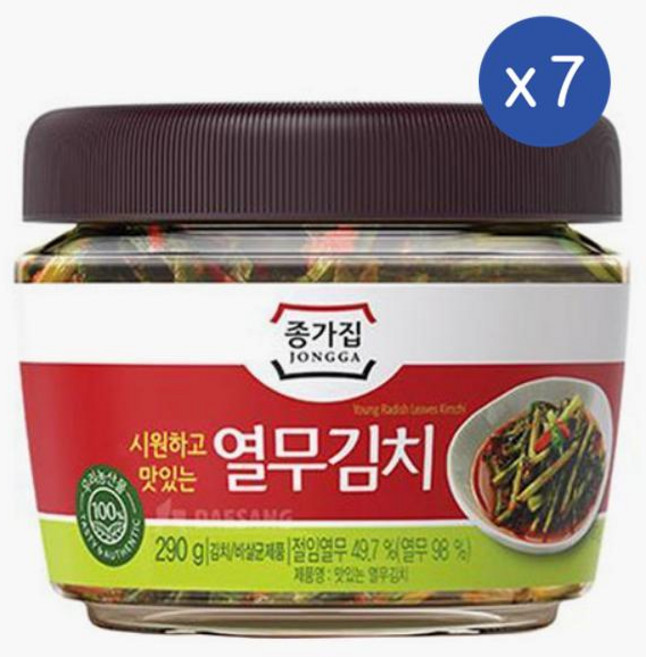 종가 종가집 시원하고 맛있는 열무김치 (PET), 7개, 290g