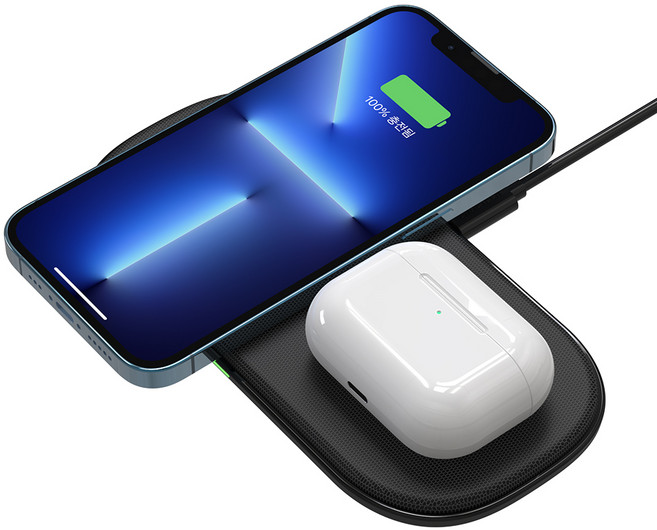 초텍 듀얼 고속 무선 패드 충전기, 블랙, 1개