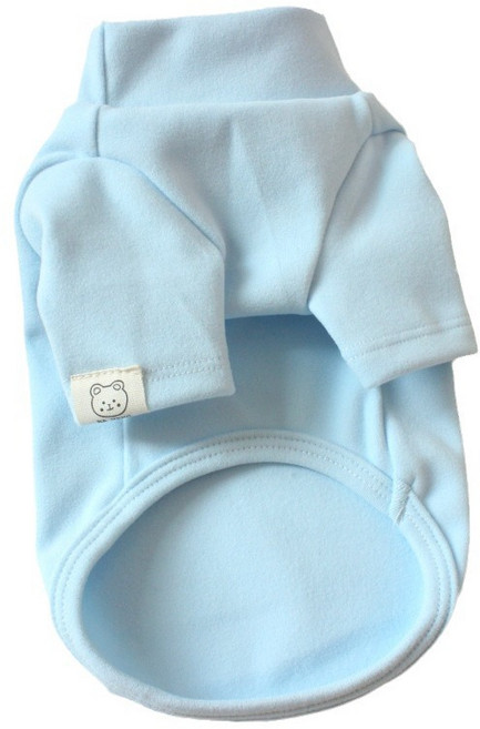 강아지 겨울기모보온 곰돌이 라벨티셔츠, 1개, 블루