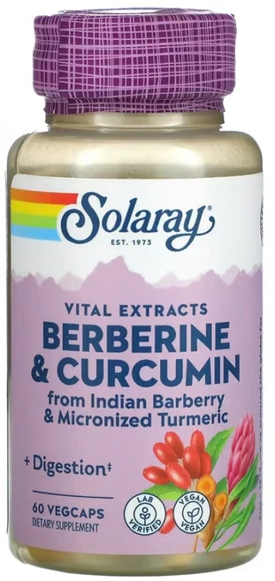 Solaray 베르베린 & 커큐민 뿌리추출물 베지 캡슐 60정, 1개 - 쿠팡