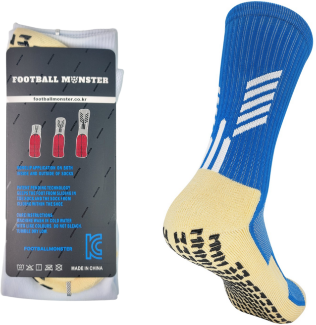 풋볼몬스터 논슬립 축구양말 3EA 1셋 어린이 유소년 성인용 스포츠삭스, 블루, 3개, 1세트