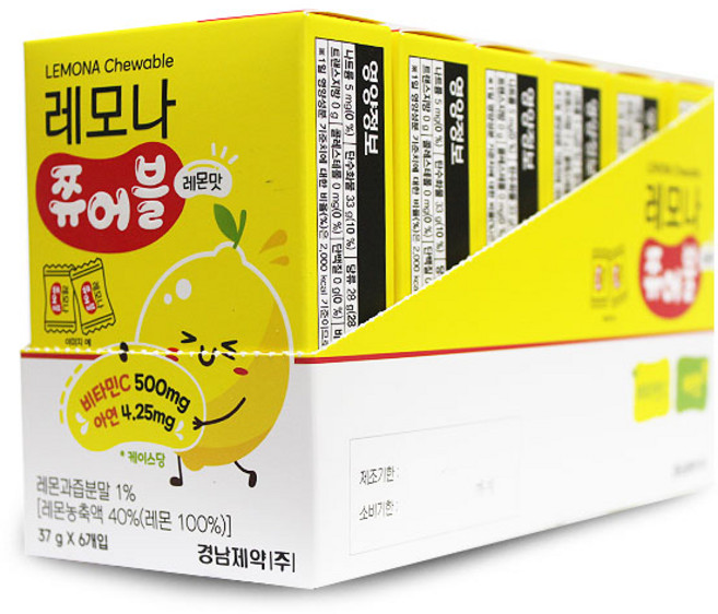 경남 레모나 쮸어블 레몬맛 37g*6개 어린이 비타민C 함유, 37g, 6개