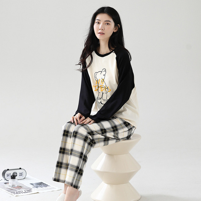 DFMEI 睡衣女春秋款純棉長袖年新款秋冬季大碼全棉可外穿家居服套裝