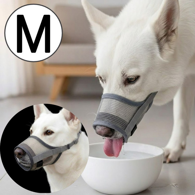 아늬랑 편안한 중형견 대형견 메쉬 통풍 입마개, 1개, 그레이(M)