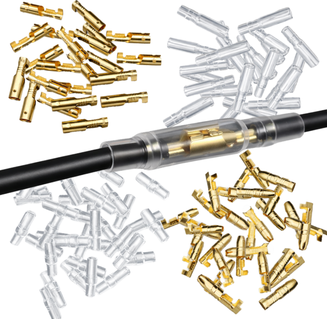 4mm 총알단자 4종 30조 연결 단자 배선 절연 크림프 전선 접속 자동차암수튜브 커넥터, 120개