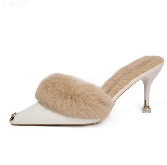 통굽슬리퍼 하이힐 슬라이드 사무실 실내