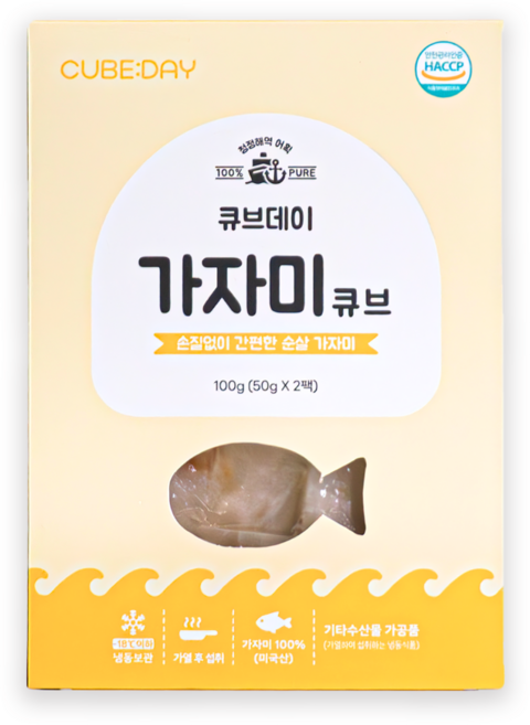 큐브데이 손질없이 간편한 흰살 생선 가자미 순살 큐브 죽 토핑 밥솥, 1개, 100g