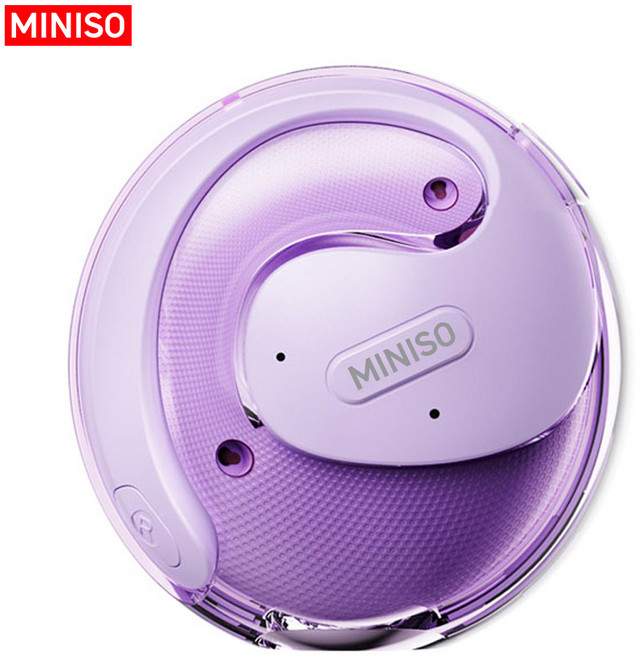 MINISO AI 음성 번역 블루투스 오픈형 귀걸이형 이어폰 스마트 실시간 번역기 외국어 언어 학습기, 퍼플, X15 PRO