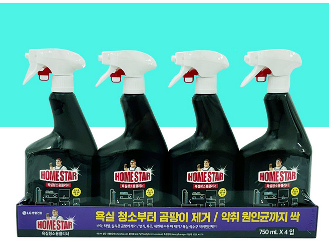 홈스타 욕실용클리너 750ML X 4PK 욕실청소용, 4개