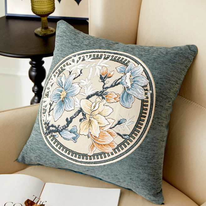 빅무드 앤티크 플라워 자수 쿠션커버 45x45 북유럽 인테리어 소파쿠션