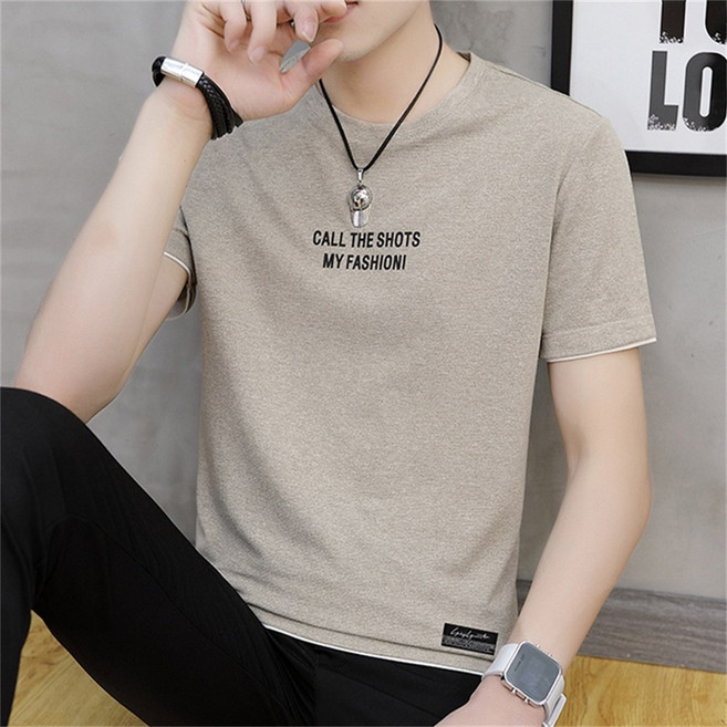 남자 반팔티 여름 라운드넥 쿨 티셔츠 슬림 스판 통기성 데일리 레이어드 AJ86