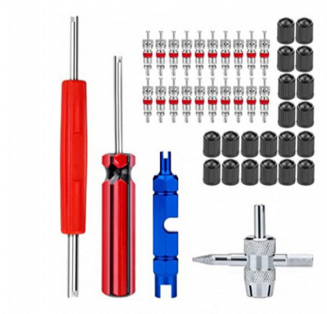 자동차 타이어 밸브코어 수리 공구 드라이버 세트, 혼합, 62개