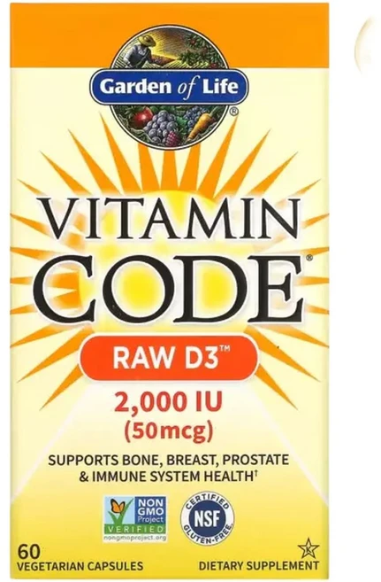 가든오브라이프 오가닉 비타민 코드 로우 D3 2000IU 60정 Vitamin Code RAW, 1개 - 쿠팡