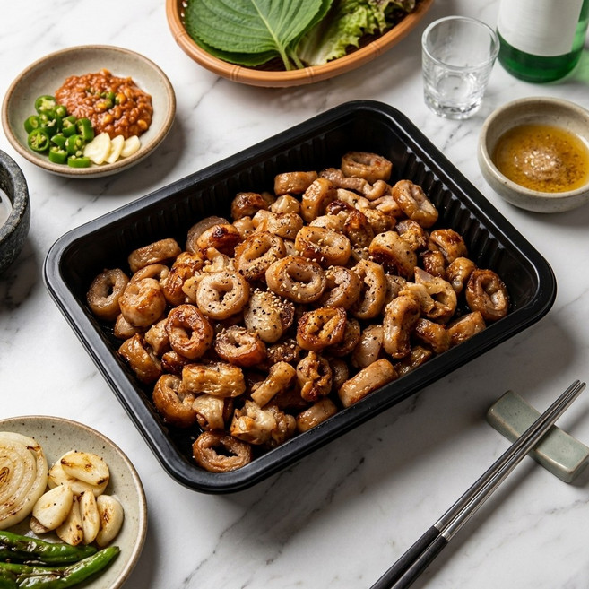 정마니몰 국내산 돼지 막창 대구 생막창 밀키트 냉동막창 캠핑밀키트 잡내없이 고소한 과일숙성막창 소스포함, 3개, 1kg