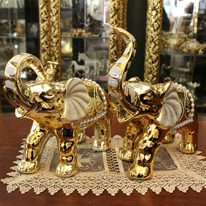 아네샵 황금 도자기 코끼리 장식품 코끼리 조각상 풍수 인테리어 돈 들어오는 장식 소품