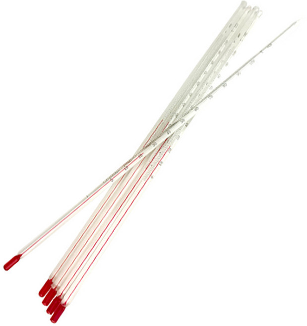 알콜 유리막대 온도계 30cm 케이스포함 아날로그 유리온도계 온도측정 알콜온도계 막대온도계 교구, 1개, 0도~100도