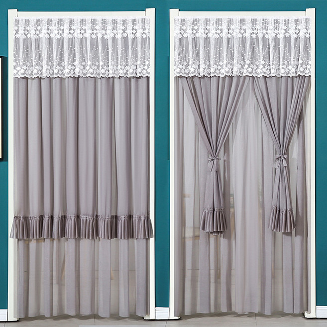 레이스 문커튼 가리개 분리형 벨크타입 자수 바란스, 심플레이스-그레이(90x190), 1개