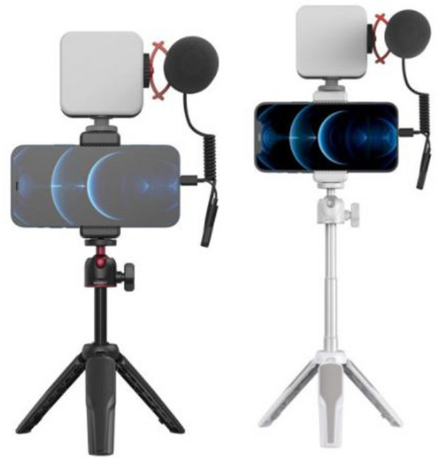 스몰리그 VK-50 브이로그 삼각대 조명 마이크 블랙/화이트 /빅보스, 블랙, 1개