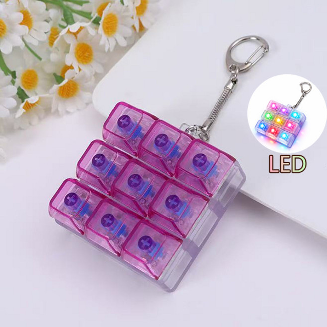 치프몰 기계식 키보드 투명 키캡 LED 열쇠고리 9캡, 1개, 보라색