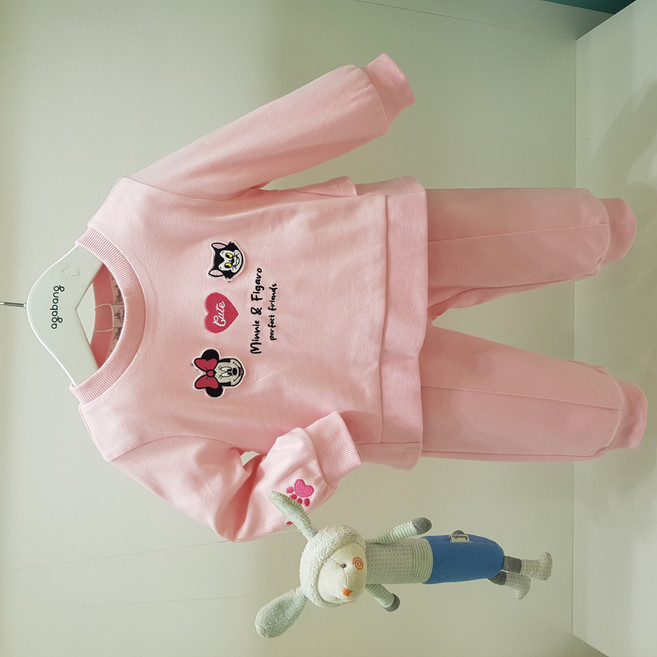 아가방 가을 25 베이비페어 디즈니베이비 핑크핑크 미니 출근룩 맨투맨 조거 유아 상하복세트 | 가을 어린이집 놀이복 찰떡! 매일입어도 자꾸 요것만 편한 유아 외출복