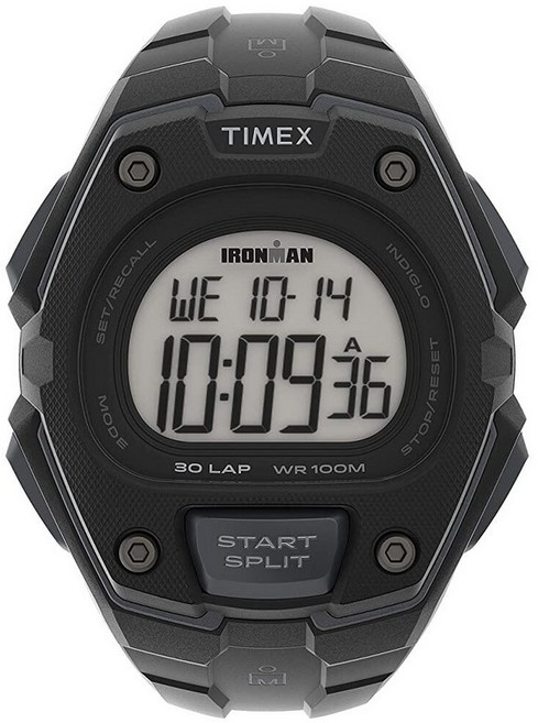 Timex 남성용 아이언맨 클래식 30 오버사이즈 45mm 시계 블랙/네거티브 크로노그래프 203037