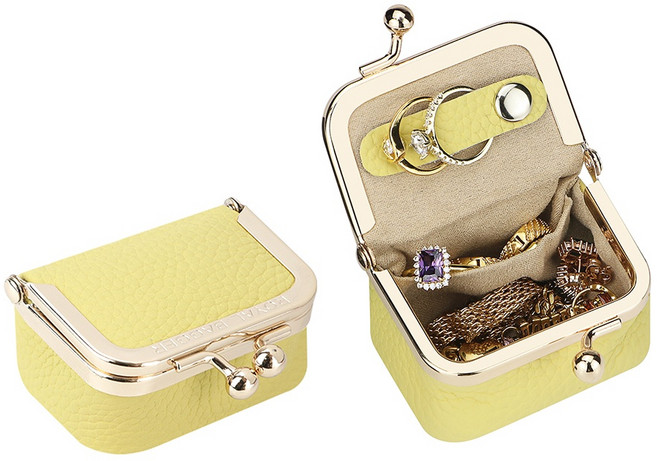 Royal Bagger 진피 미니 주얼리 여성 지갑 단색 키스 잠금 동전 지갑 캐주얼 스타일 소형 수납백 여성용 s 깊은 보라색 + 체인