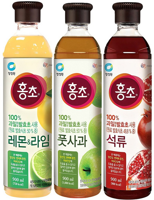 청정원 홍초 레몬라임 + 풋사과 + 석류, 1세트, 2.7L