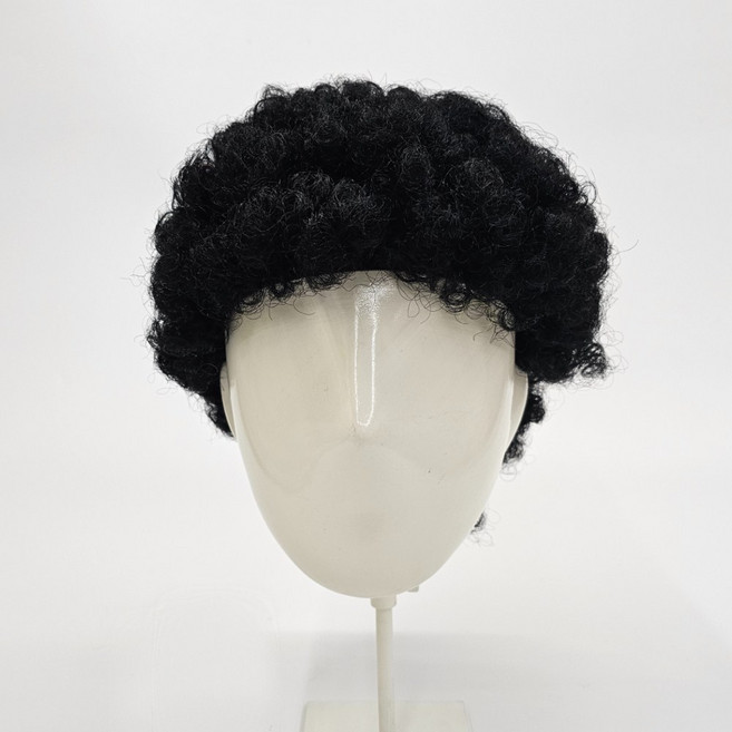 웃긴 코믹 인생네컷 노래방 뽀글이 가발 블랙