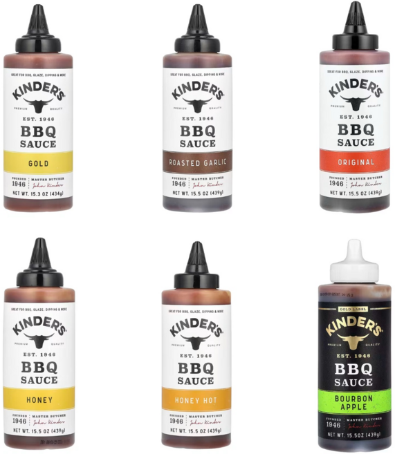 킨더스 KINDERS BBQ 스테이크 소스 구운마늘맛 등 5개, 골드 434g KDR-70005