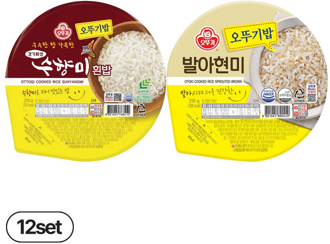 오뚜기 오뚜기밥 수향미밥 210g 12개 + 발아현미 210g 12개, 24개