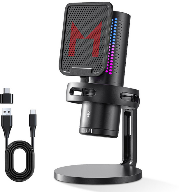 Mankiw맨큐 원터치 음소거 방송용 게이밍용 콘덴서 마이크 노이즈캔슬링 녹음 지원 가능 불륨 노브 탑재 가성비 고성능 마이크, 블랙