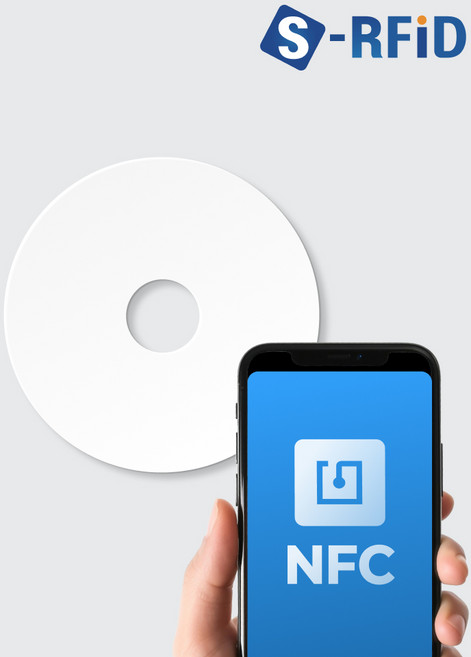 NFC 원형 PVC 태그 칩 25mm Ntag215 초미니 CD 태그, 1개, 화이트