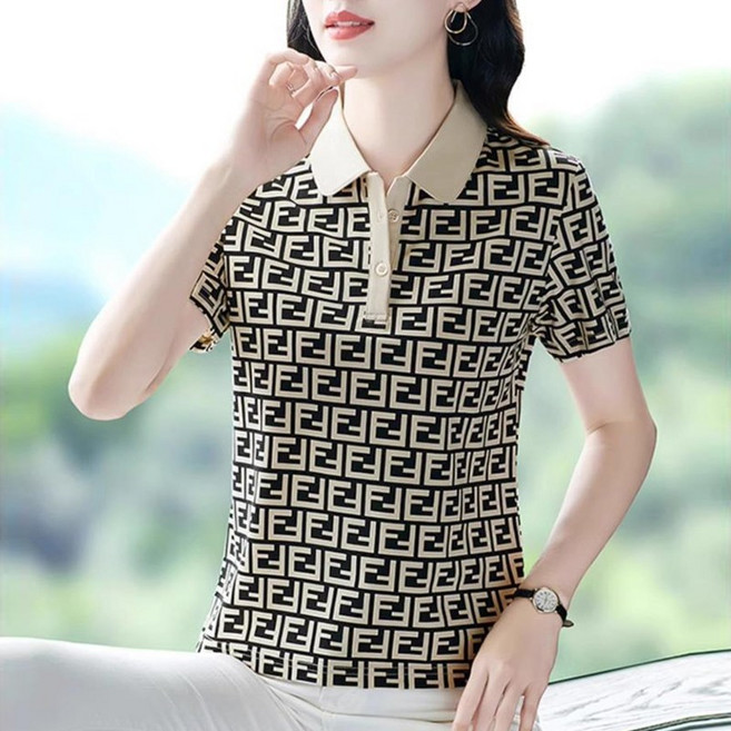 NEW 예쁜 여성 골프 폴로 티셔츠 카라 반팔 여름 루즈핏 쿨링티셔츠 여자 티셔츠프린팅 풀오버 골프 상의 컴포트 원단