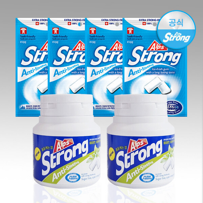 알프스스트롱 무설탕 자일리톨 졸음 껌 (x4+x2) 졸음아 가라, 1개, 19g