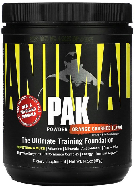 Animal Pak 파우더 더 얼티밋 트레이닝 파운데이션 오렌지 크러쉬 411g 베타인 EAA BCAA 아미노산, 1개