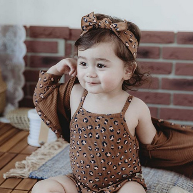 [출산 백일 선물]우이동금손 호피 가디건세트