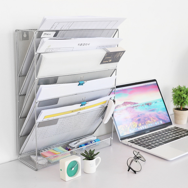 서류정리 트레이 스탠딩 서류정리함 5단, 실버