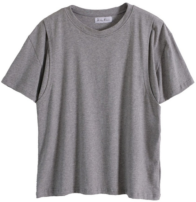 Babyshare 韓版寬鬆顯瘦修身素色全棉短袖孕婦哺乳衣