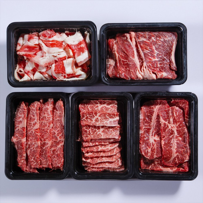 대용량 소고기 한판 1.2kg (등심300g+살치살200g+부채살200g+갈비살200g+우삼겹300g), 1세트