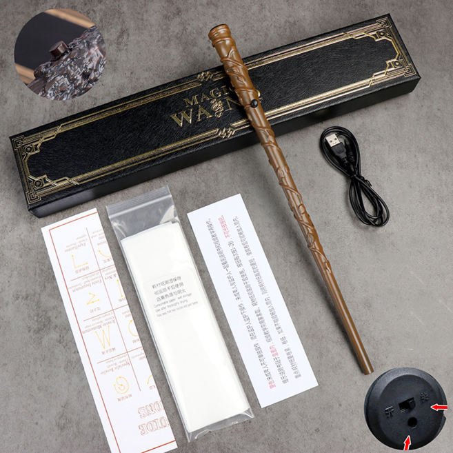 哈利波特 大口徑噴火魔杖 Cosplay 道具 魔術道具 帥氣金屬, 1個, 赫敏+耗材可噴火100次+禮盒+咒語表大口徑6.0毫米