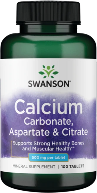 스완슨 칼슘 카보네이트 아스파르테이트 & 시트레이트 500mg 타블렛, 1개, 100정 - 쿠팡