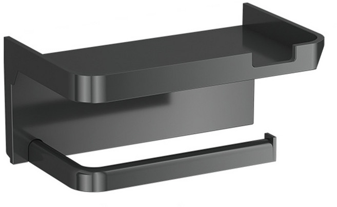 모아룸 휴지걸이 무타공 핸드폰 거치대, 1개, 블랙