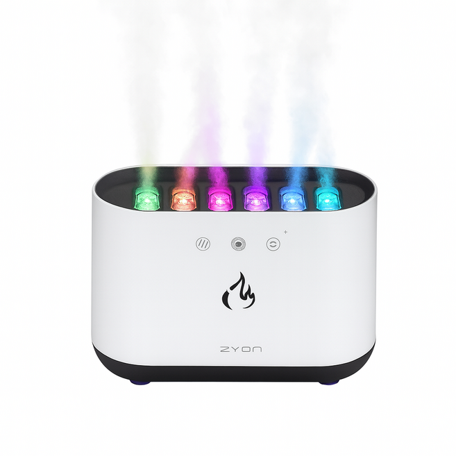 물멍 무드등 멜로디 초음파 미니 가습기 벽난로조명 화이트