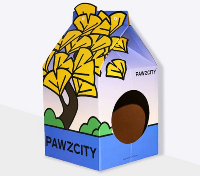 고양이 우유팩 스크래쳐 숨숨집 4종, 1개, 은행나무