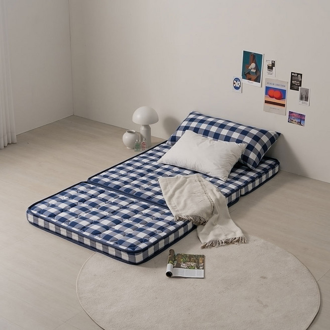 밤이오면 접이식 3단 매트리스 [블루] [사이즈 : MS/SS/Q]